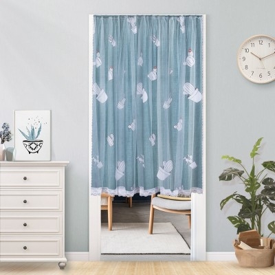 卧室门帘韩式公主装饰隔断帘软隔断阳台半遮挡帘免打孔门布帘家用