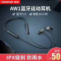 得胜AW1无线蓝牙耳机挂脖式运动跑步音乐双耳颈挂入耳式耳机带麦