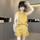 （特价）蕾丝花边单排扣衬衫高腰短裤套装两件套女2025夏季新款
