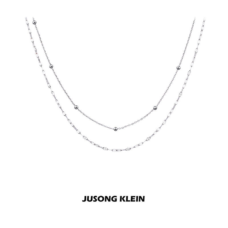Jusong klein 钛钢项链 双层叠戴项链女轻奢简约小众设计感锁骨链