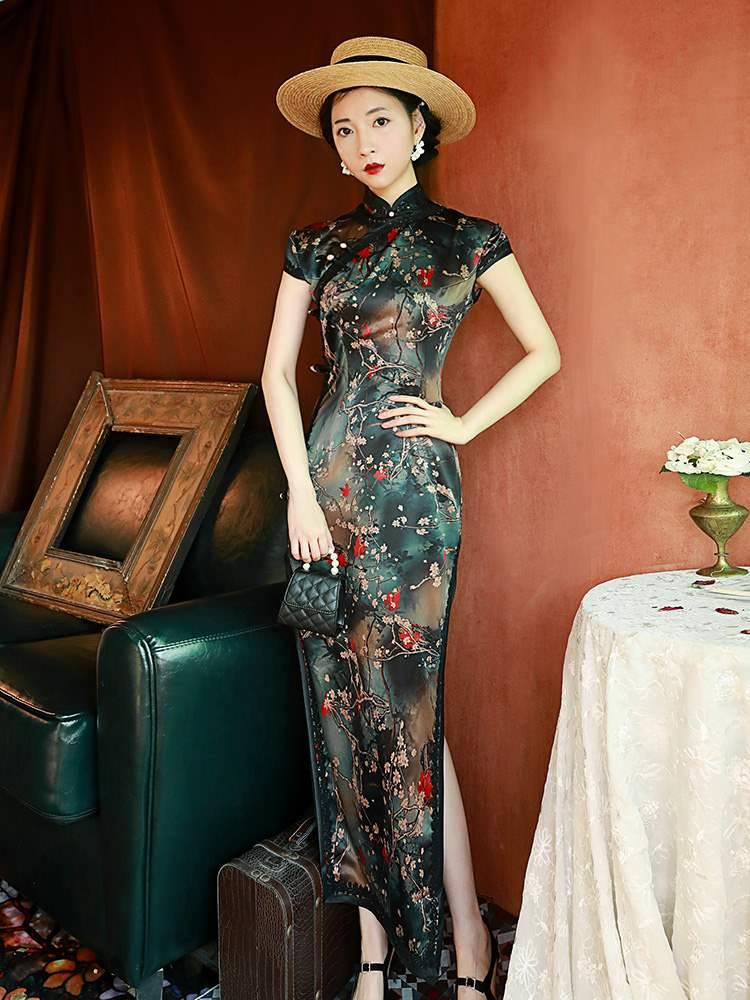 老上海滩旗袍裙2020年新款气质长款复古优雅中国风改良版民国女装