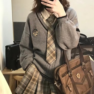 港风复古chic学院风jk制服衬衫毛衣女小洋装套装女新年秋冬季保暖