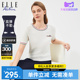 ELLE Active2024春季新款绞花撞色针织短袖衫透气修身螺纹圆领T恤