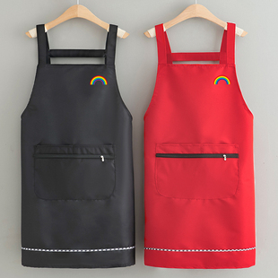 防水防油2024新款家用厨房做饭无袖围腰上班工作服围裙时尚印制女