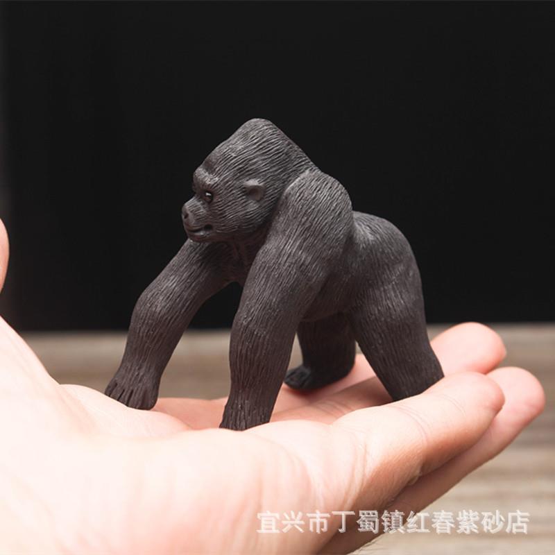 宜兴紫砂茶宠金刚小摆件拉毛猴子星星雕塑摆件茶玩茶具礼品