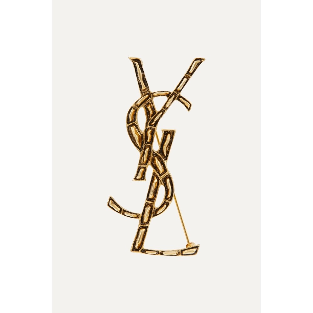 胸针ysl_[经典款]圣罗兰saint laurent 女金色logo胸针net-a-porter