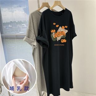 哺乳连衣裙夏季外出辣妈款2024产后哺衣裙子夏装喂奶期服裙子潮妈