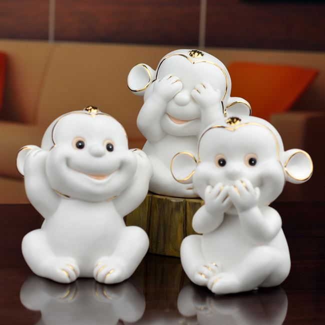可爱少女闺蜜小猴子三不猴陶瓷家居心摆件送男女朋友礼物