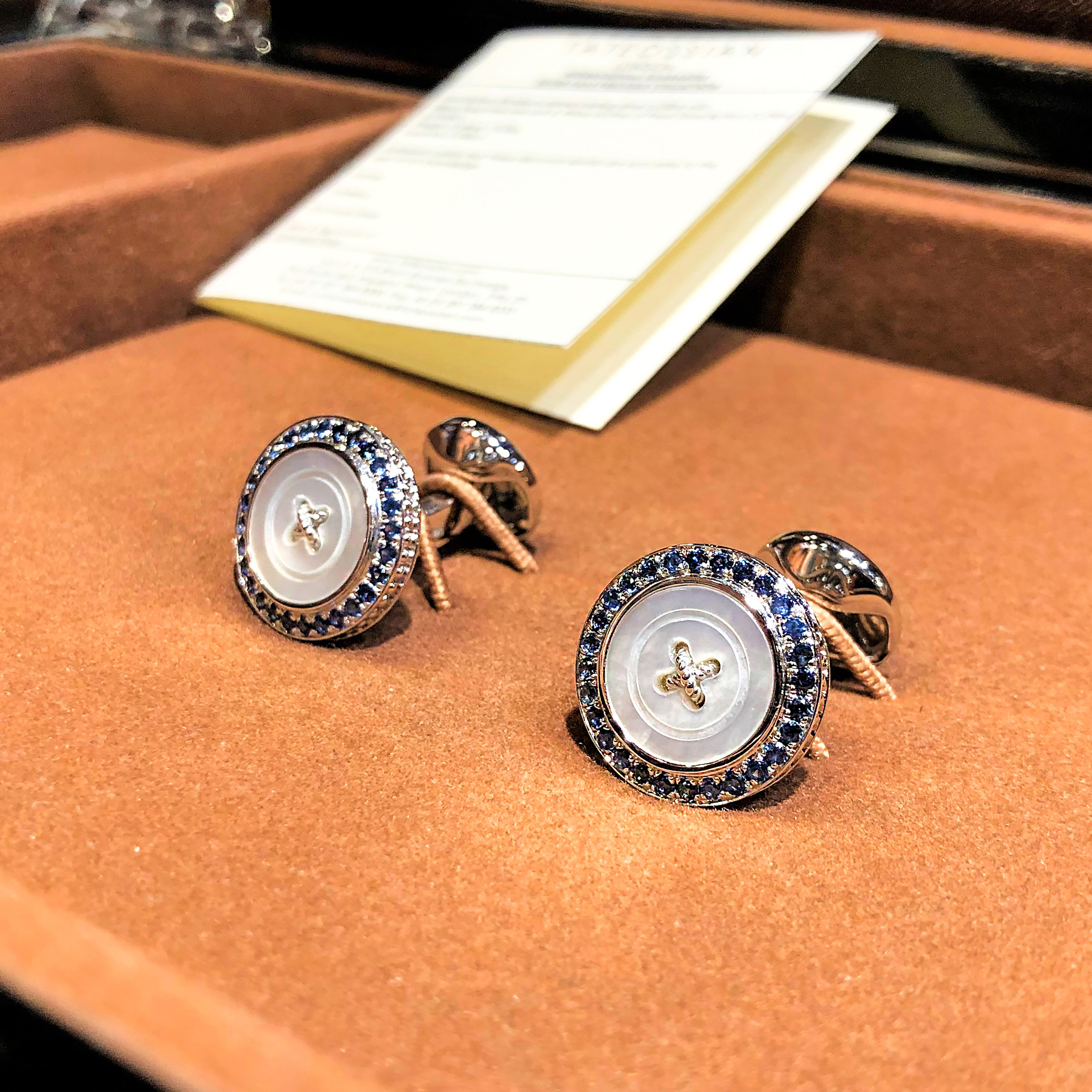 英国tateossian限量版袖扣男 奢侈蓝宝石红宝石 男士精致法式袖钉