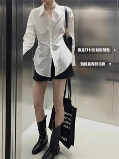 白色收腰衬衫夏装女2024新款时尚修身小众衬衣设计感高级气质上衣