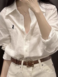 白色长袖衬衫女士2024春季新款韩版宽松休闲叠穿内搭气质衬衫上衣