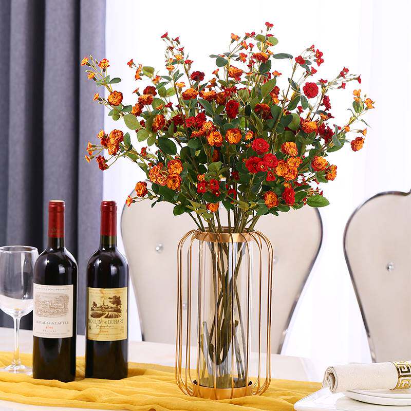 电视机旁边的摆设花客厅柜两边的餐桌花轻奢风高端干花空调柜机上