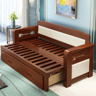 全实木沙发床可折叠两用推拉双人坐卧客厅多功能伸缩沙发床小户型