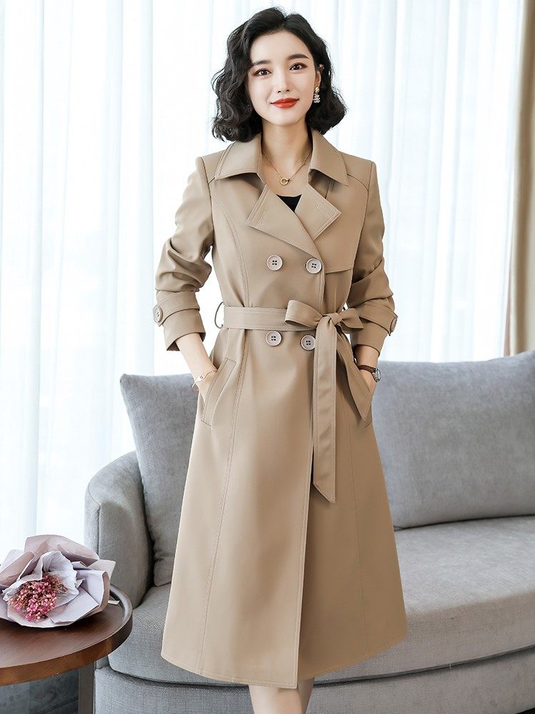 2019秋装新款风衣女中长款过膝女式大码阔太太初秋卡其色洋气外套