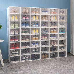 抽屉式鞋盒鞋子收纳盒透明塑料桌面学生宿舍鞋架家用收纳箱柜