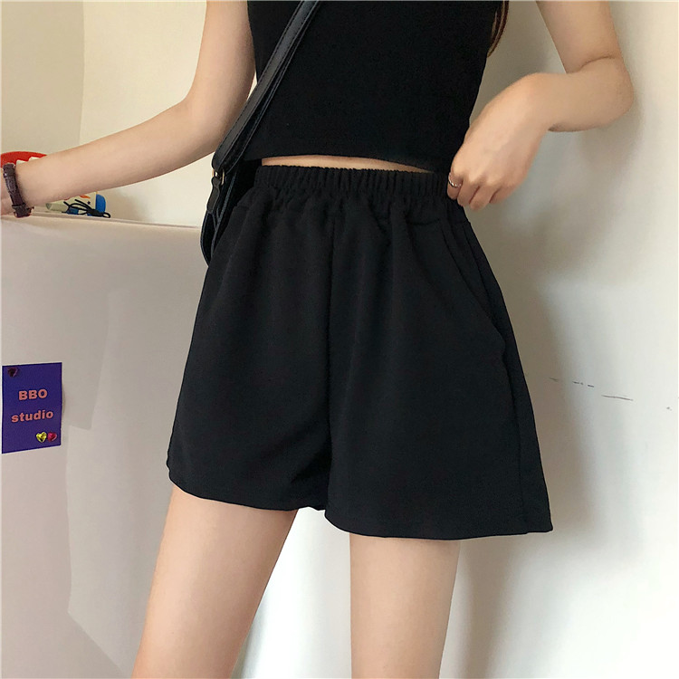 运动短裤女宽松黑色