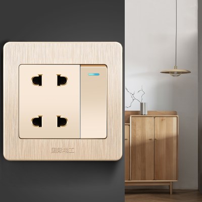 【四孔带一开单控3只】开关插座面板一开带4四孔二二插电源暗装