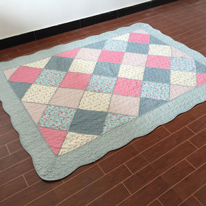 新品 淡雅田园时尚拼布全棉布艺客厅卧室防滑地地毯爬行