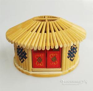 2021蒙f古族特色工艺品 蒙古包造型模型 竹筷子手工制作仿真蒙古