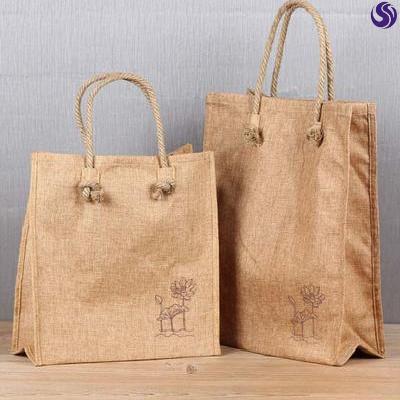 手提环保创意.式韩帆布日系亚麻饭盒袋子麻布大容量版袋购物袋袋