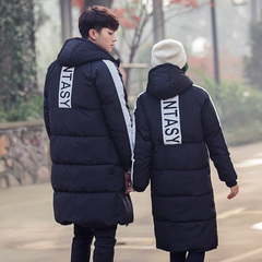 冬季男士中长款加厚羽绒服青年学生潮流情侣韩版修身大码冬装外套