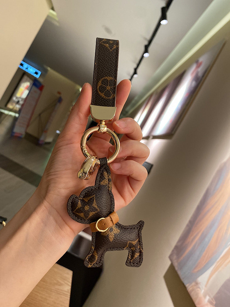 lv&gedete 法斗犬老花小狗汽车钥匙扣挂件女钥匙链背包挂饰钥匙绳