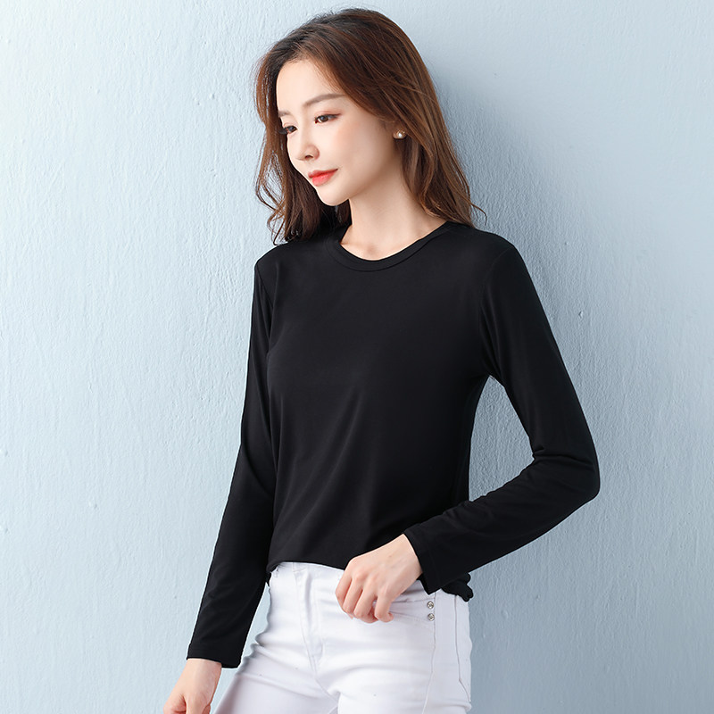 大码黑色t恤女长袖