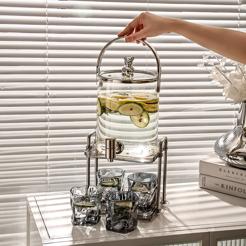 高颜值玻璃冷水壶带龙头水壶套装大容量家用凉水壶水果茶饮料桶