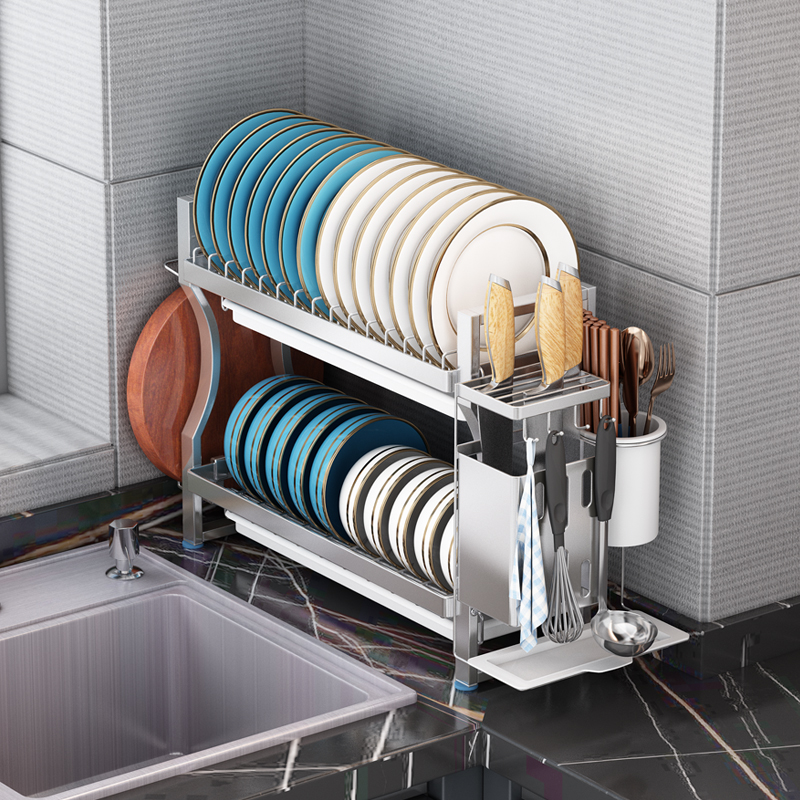 304不锈钢厨房碗碟沥水架台面小型晾碗架水槽边滤水碗盘收纳架窄