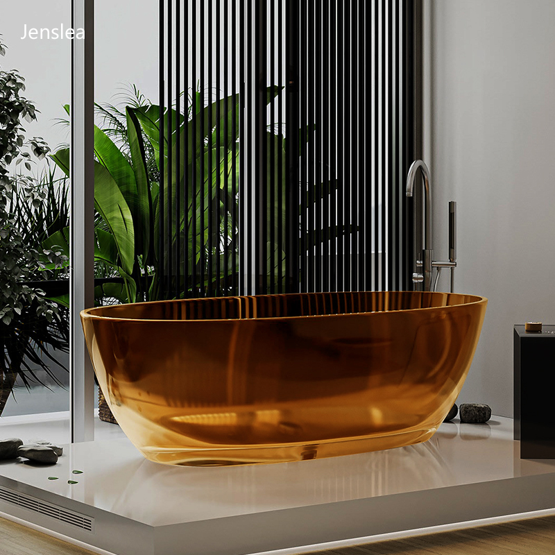 佳斯澜透明浴缸彩色树脂人造石浴缸水晶缸独立式酒店民宿网红浴盆