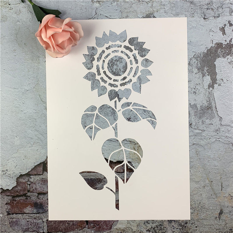 向日葵手工帆布包材料diy画画神器镂空模板创意画板儿童彩色填色