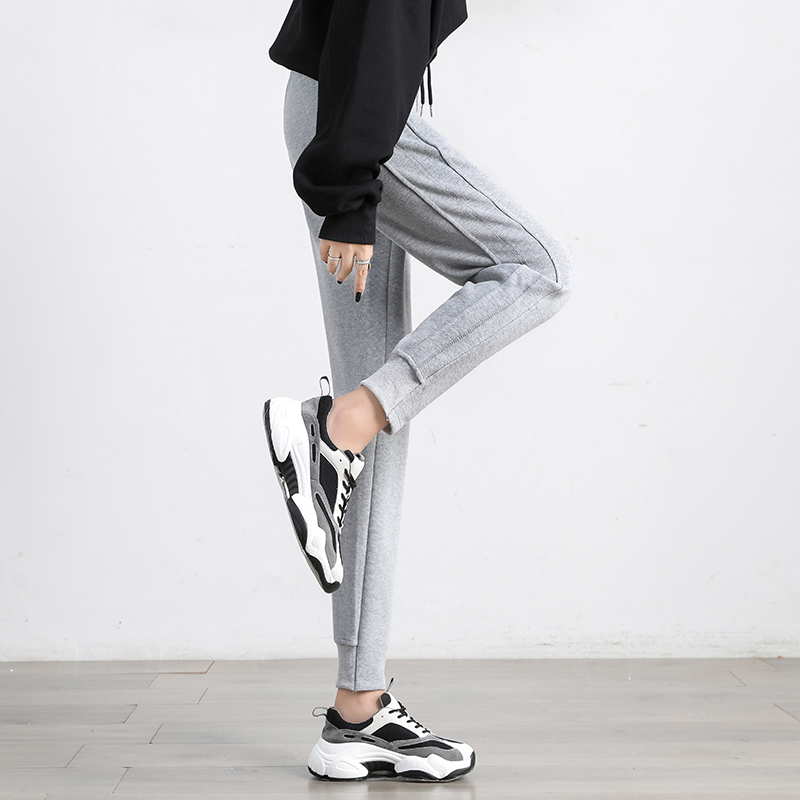 灰色运动裤女加绒2021新款春秋冬裤子女宽松束脚哈伦显瘦休闲卫裤