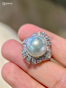 豪华面大丝绸镜面感澳白戒指品质客户的优先选择13mm正圆银冷色