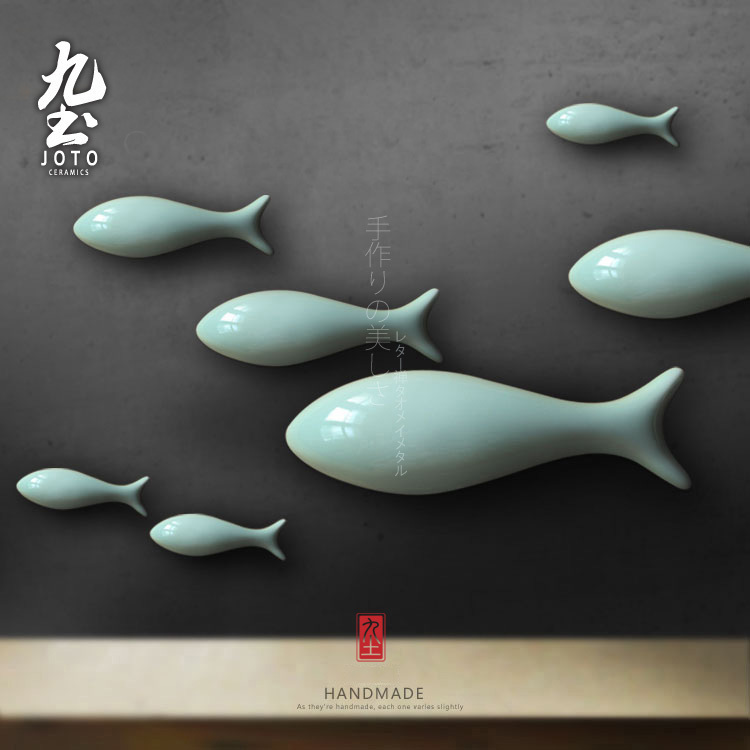 九土陶瓷鱼壁挂装饰现代壁饰立体墙贴墙饰电视背景墙瓷鱼软装饰品在类目 家居饰品, 壁饰中 - 来自Buy2taobao.com提供专业的淘宝代购服务