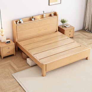 北欧榉木全实木床1.8米1.5米双人床主卧床1.2米1.35米儿童原木床