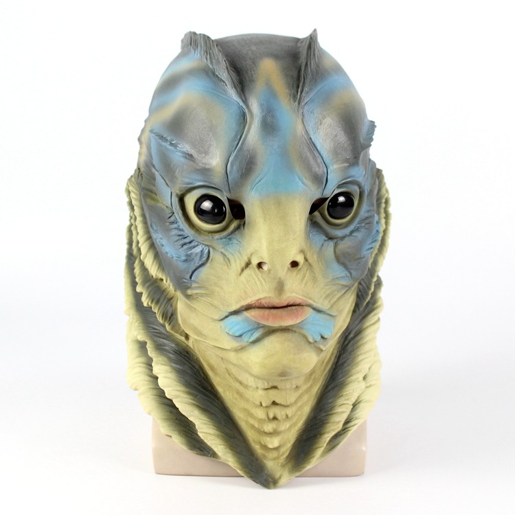 热销乳胶半脸面具_乳胶鱼怪物人乳胶头套cos黑湖妖谭鱼酒吧舞会派对