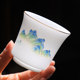 千里江山冰种玉瓷主人杯中式单个功夫品茗茶杯礼盒简约描金反口杯