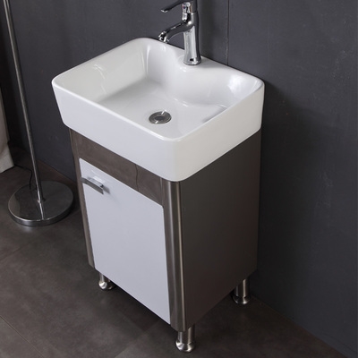 定制小户型浴室柜不锈钢防水防潮落地式超窄洗手盆柜洗漱台组合