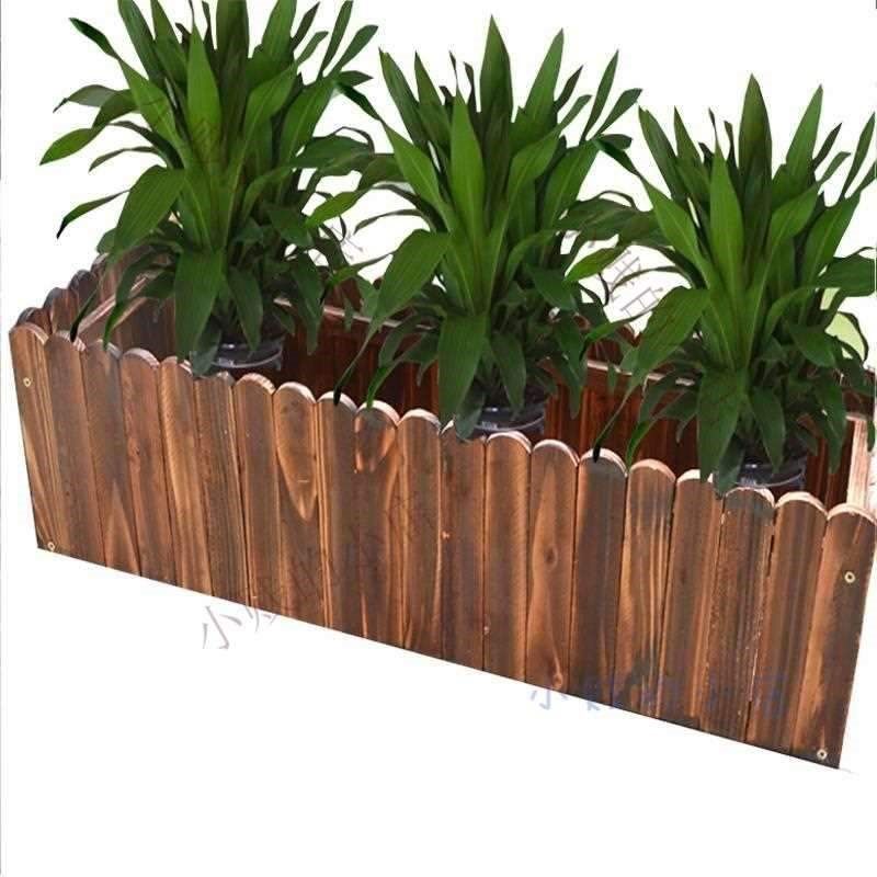 栅栏花盆长方形防腐花箱实木木质花槽壁挂式阳台栏杆花架花篮户外