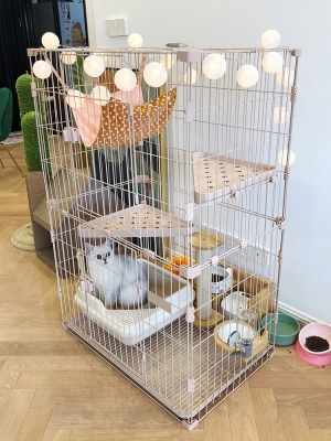 正品猫别墅三层公寓豪华猫笼子猫屋繁育猫舍抽屉式底盘可抽清理方