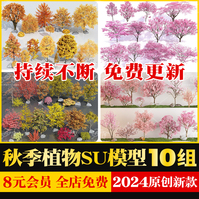 园林景观庭院公园秋季植物秋天红色黄