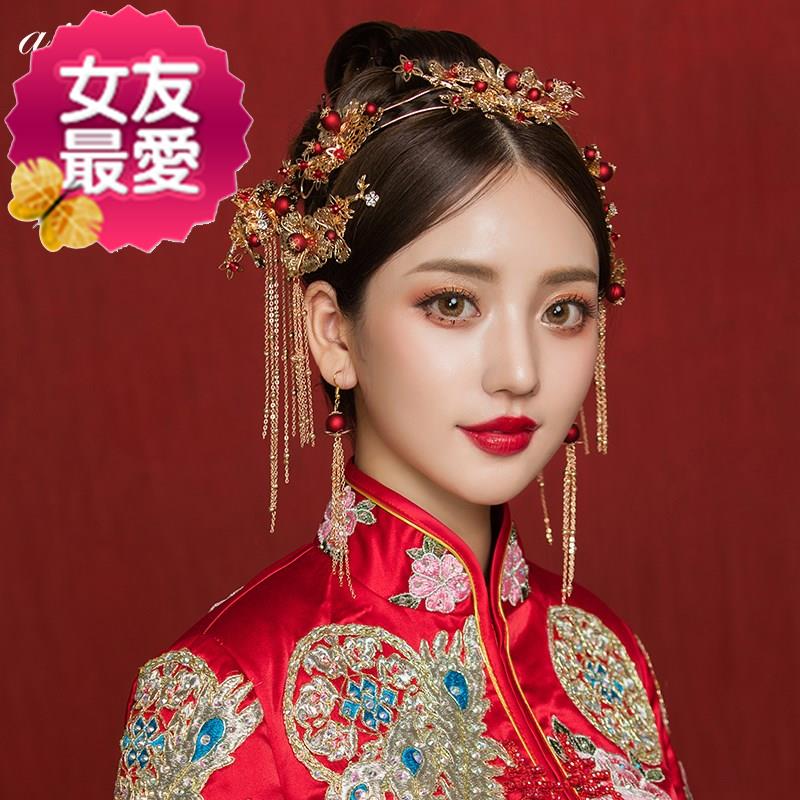 新娘秀g禾头饰中式婚礼凤冠古装套装结婚大气发饰敬酒服龙凤褂配|ruв категории Украшения,ювелирные изделия, шпилька - от Buy2taobao.com для оказания профессиональной услуги покупки агента Taobao