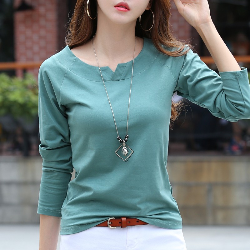 长袖t恤女装2022春秋新款修身打底衫洋气百搭体恤秋衣上衣小衫潮