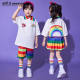 儿童演出服幼儿园毕业照服装彩虹T恤女童小学生运动会班服啦啦队