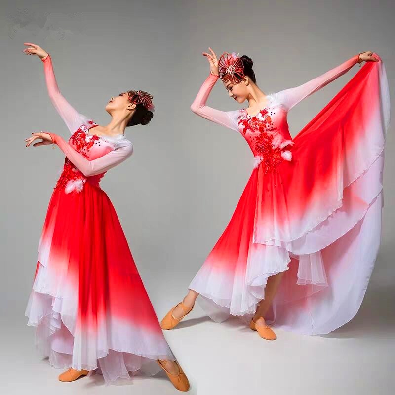 新大气开场舞大摆裙演出服女现代舞蹈服装2021新款大型舞台裙子成
