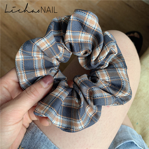 jk韩版简约学生女皮筋森女系格子猪肠发绳大肥肠少女头绳大肠发圈