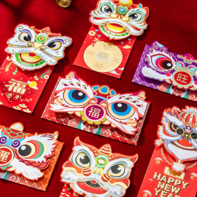 国潮醒狮新年2022新款虎年红包袋通用压岁过年儿童个性创意利是封