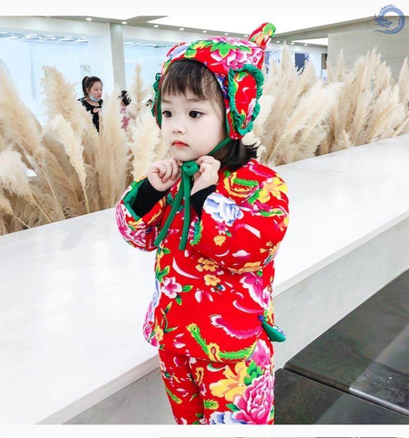 拜年女童花袄东北碎花套装棉袄翠花衣服儿童棉袄