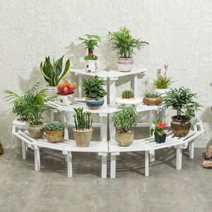 实木圆形花架图片