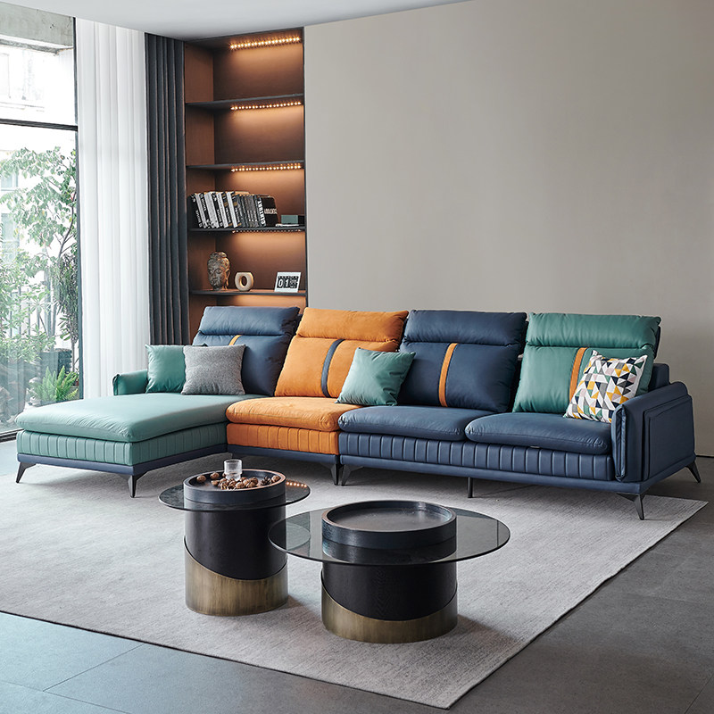 沙发客厅小户型简约布艺现代轻奢科技2021年新款撞色意式极简转角